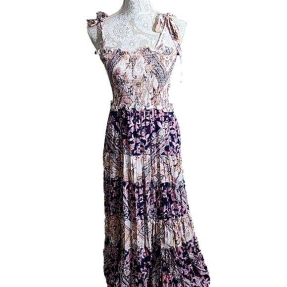 Anthropologie Abel the Label Maxi Dress Pink Flora Pastel Zodiac NWT Women's XS - Picture 1 of 9